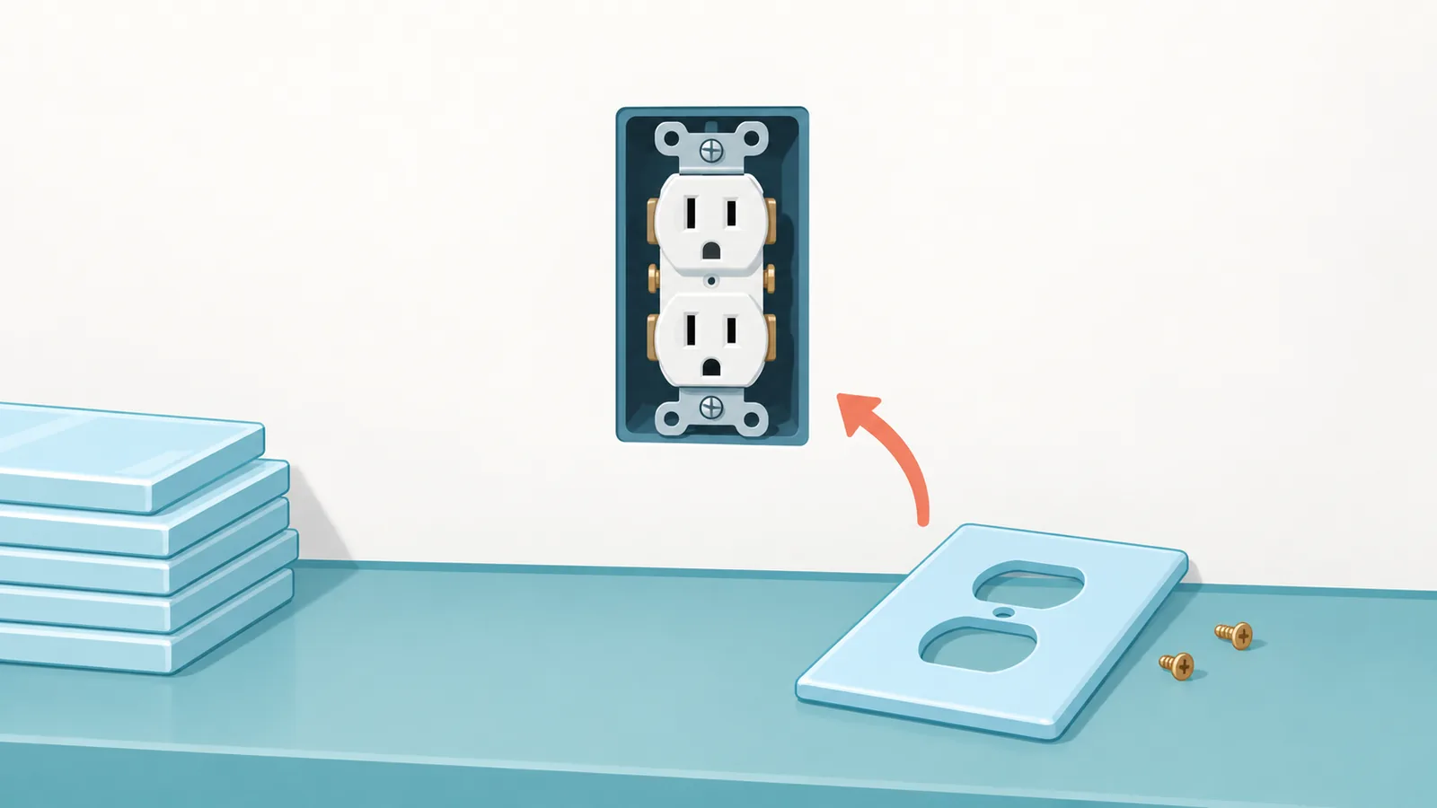 Nilinis na pader na walang cover ang outlet