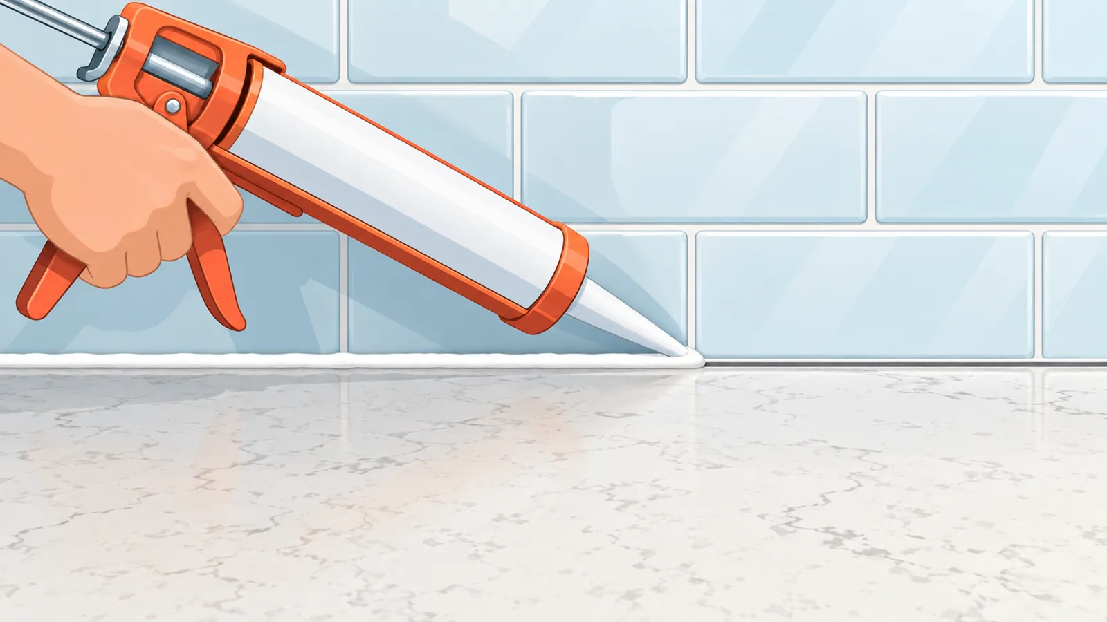 Pag-caulk sa pagitan ng countertop at tile