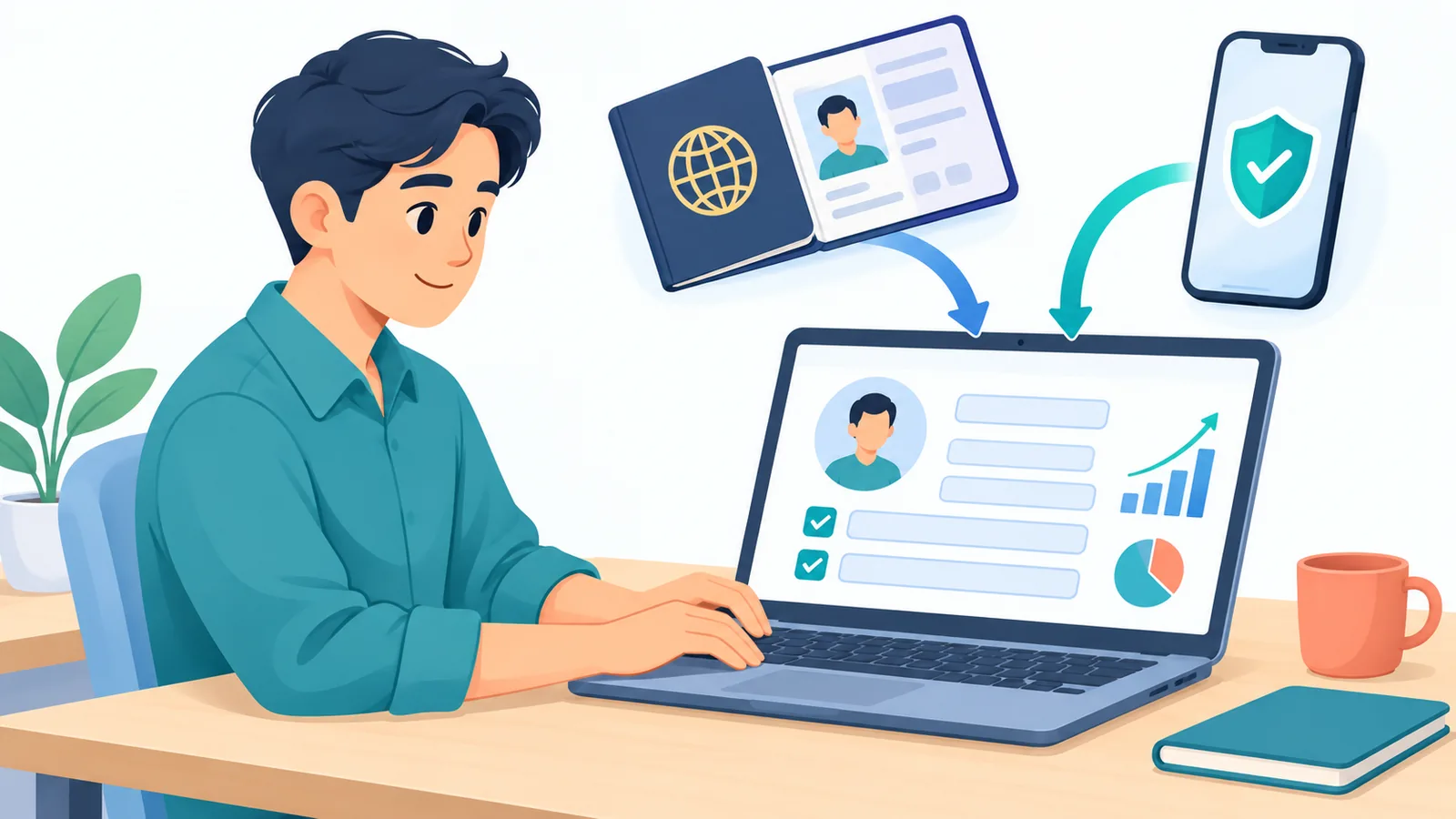 Taong pumupuno ng aplikasyon para sa brokerage account