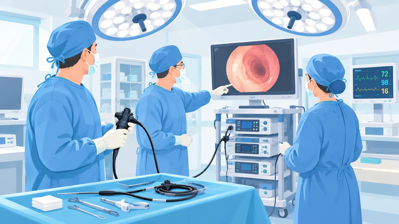 Operating room na may kagamitang endoscopic para sa TURP