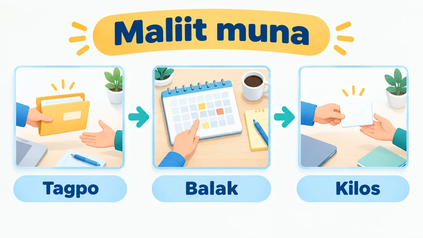 Mula sa dagdag na gawain, tungo sa planong tingnan muna ang iskedyul, bago magbigay ng sagot.