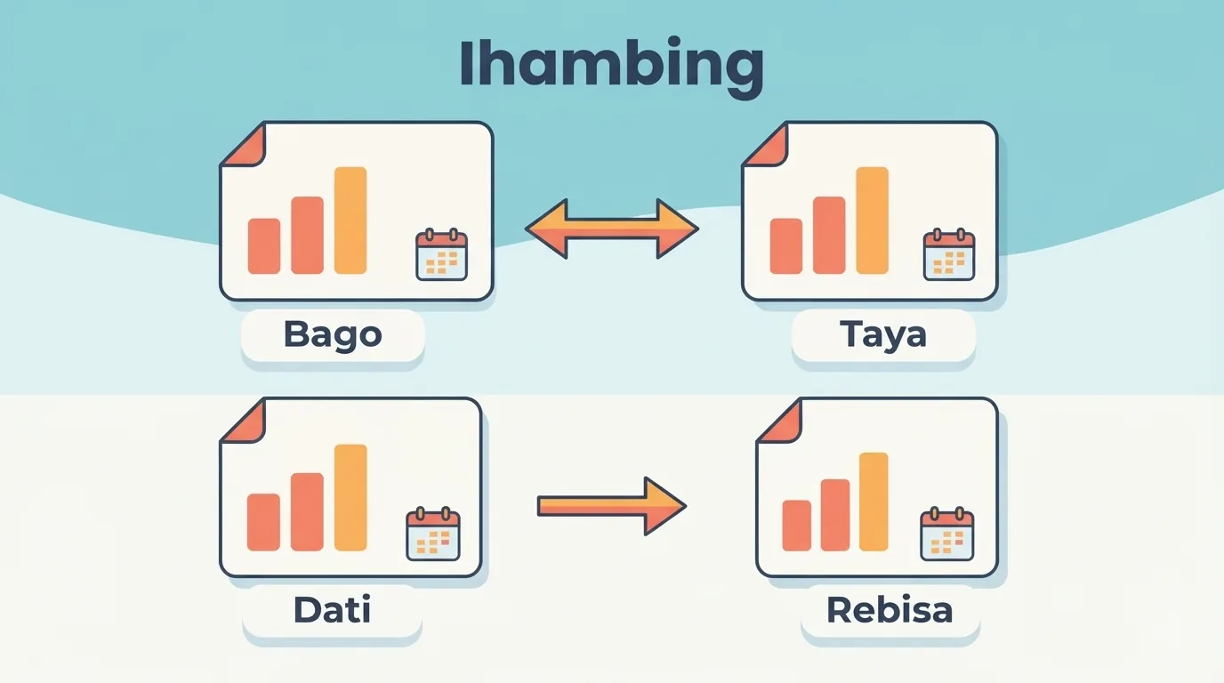 Hiwalay na paghahambing ng bagong bilang at pagtataya, at ng dating bilang at rebisyon nito.