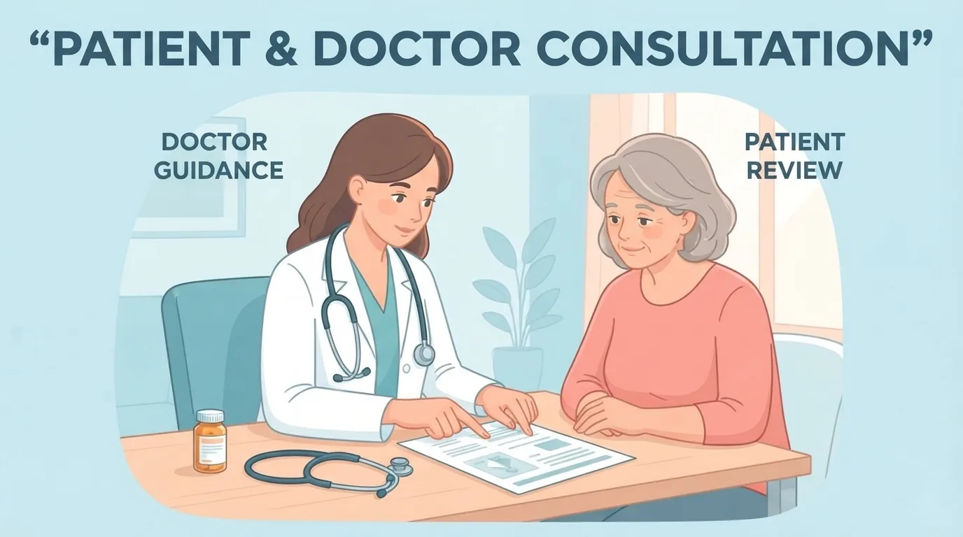 Konsultasyon ng doktor at pasyente tungkol sa suplemento