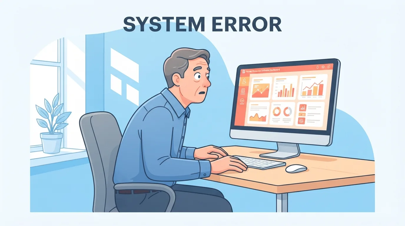 Kawani ng pamahalaan na nakaharap sa computer na may HR system sa opisina
