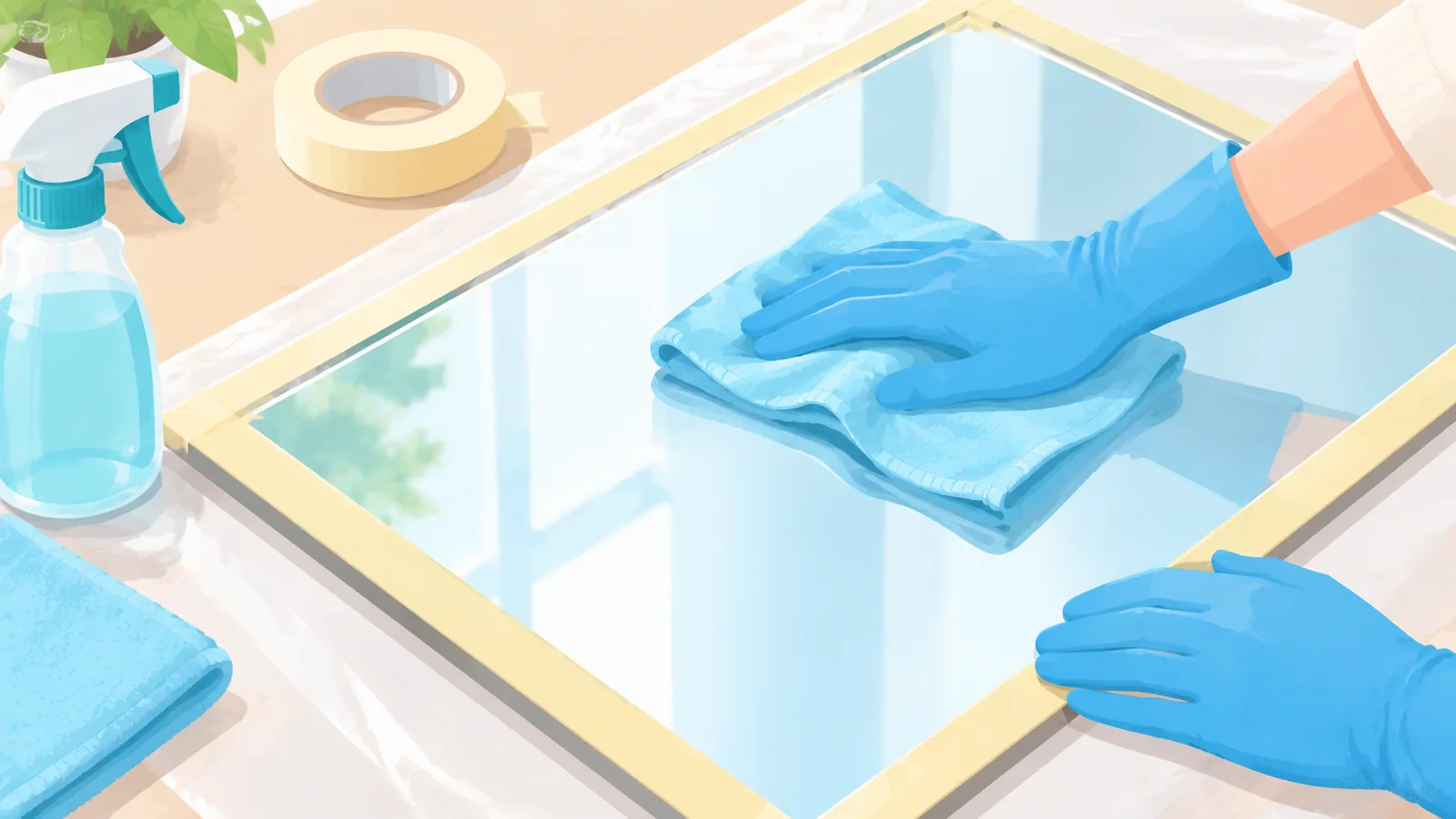 Paglilinis ng salamin gamit ang microfiber na tela