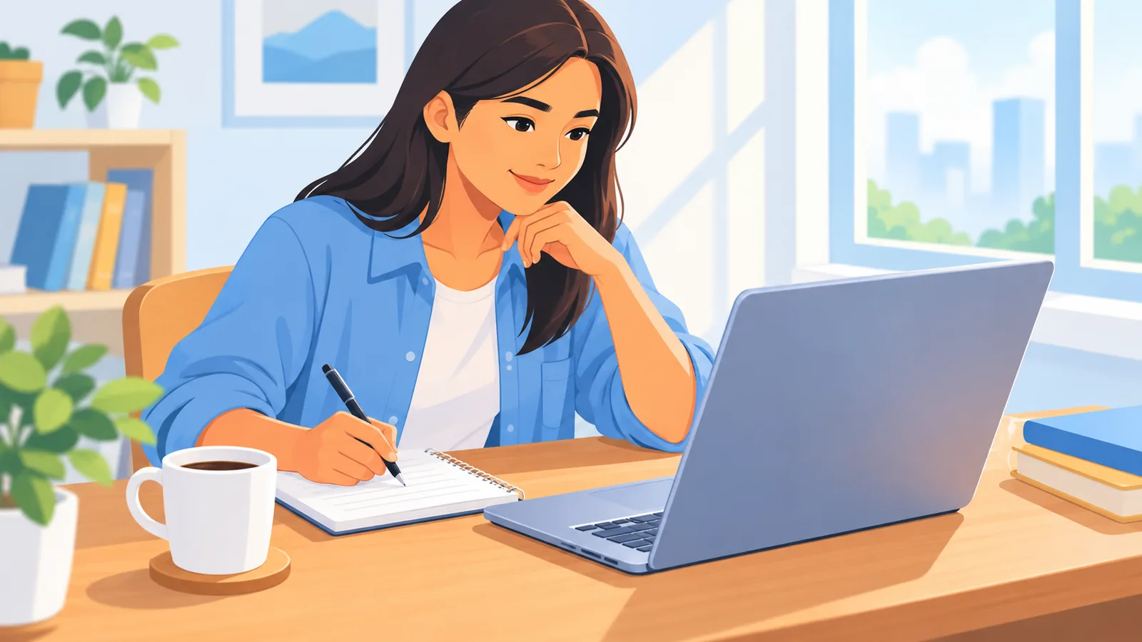 Kabataang Pilipino na nagtatrabaho sa laptop sa maliwanag na sulok ng bahay