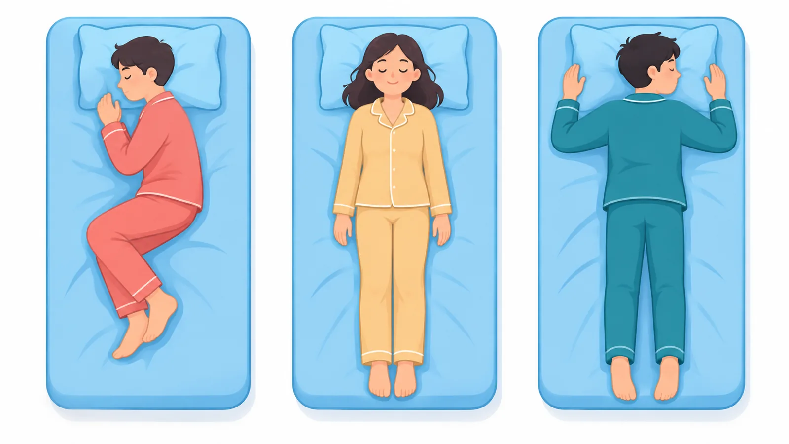 Paghahambing ng tatlong posisyon sa pagtulog sa higaan