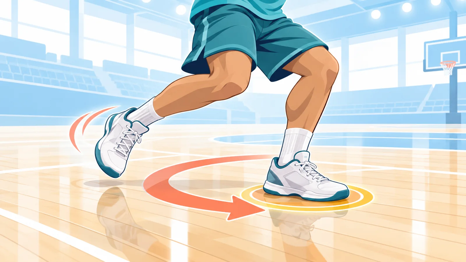 Manlalaro na biglang umiikot sa makinis na indoor court