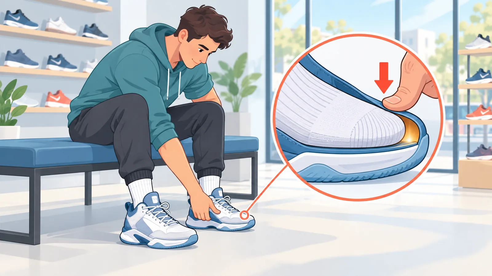 Pagsubok ng sapatos sa tindahan sa hapon