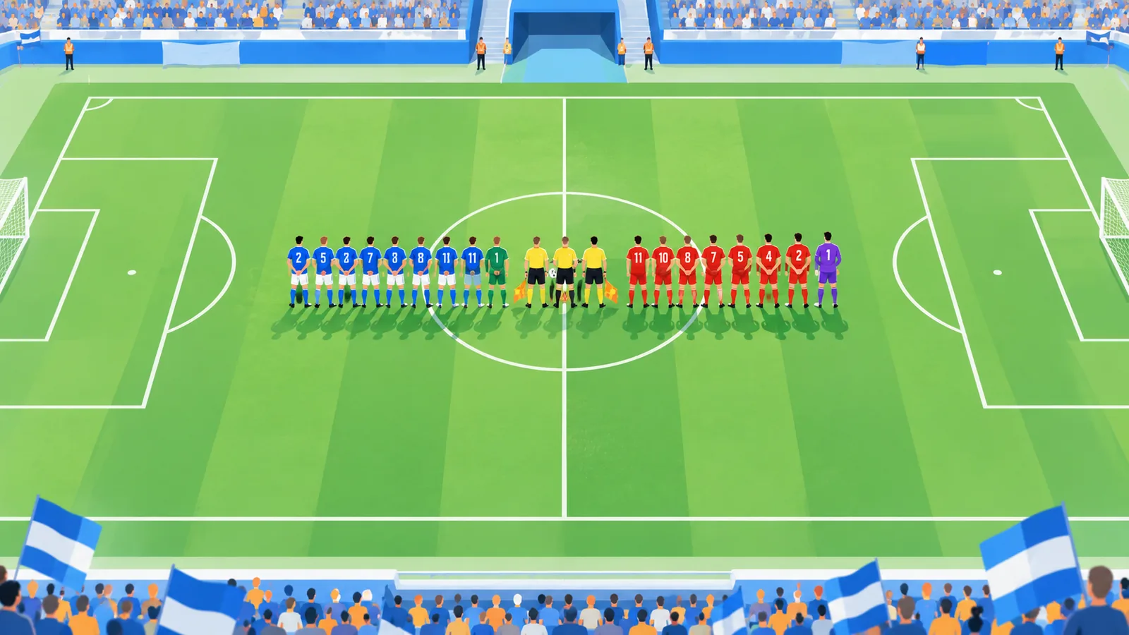Dalawang koponan na nakahanay bago ang home match