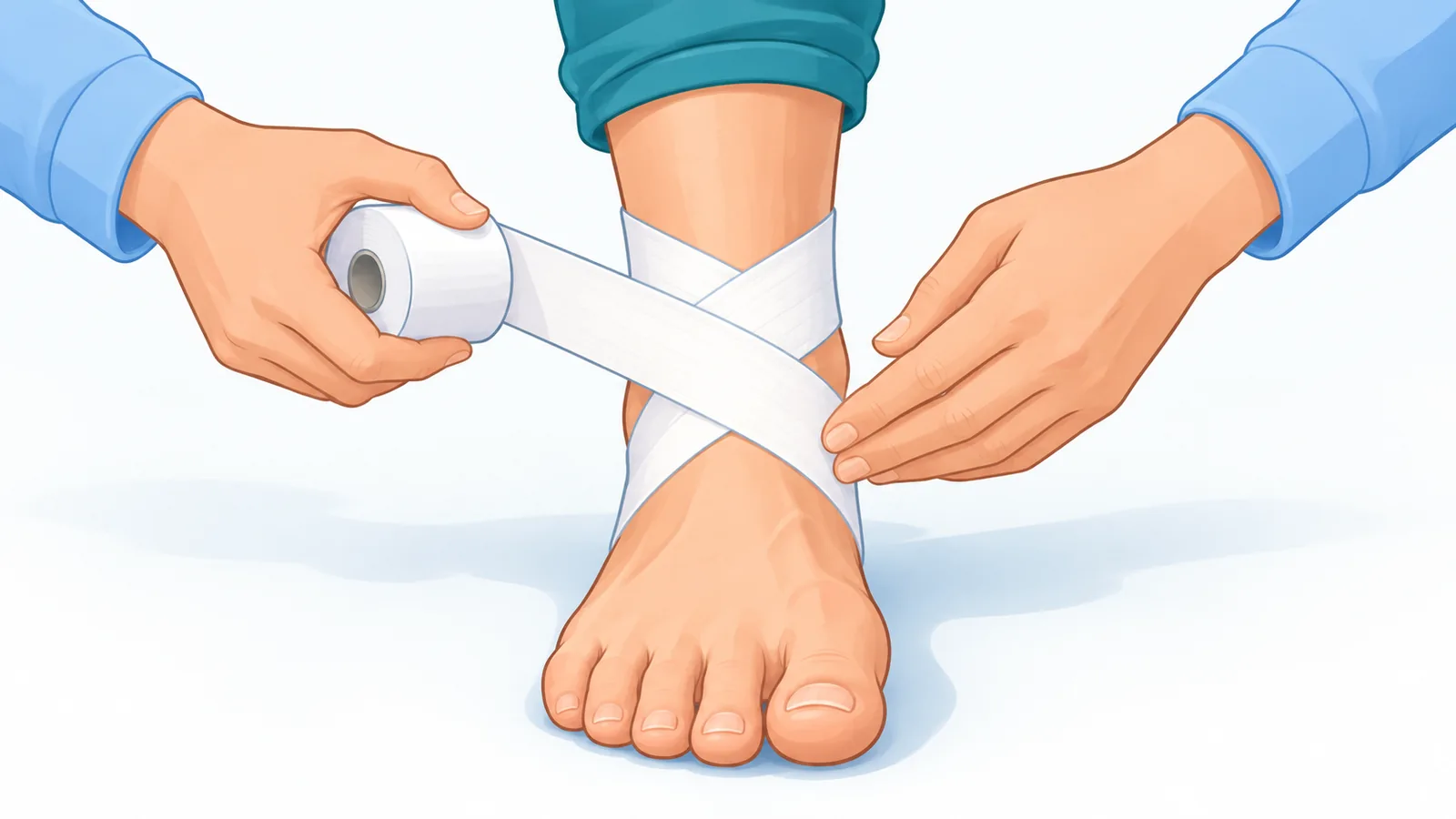 Tape na tumatawid sa harap ng bukung-bukong