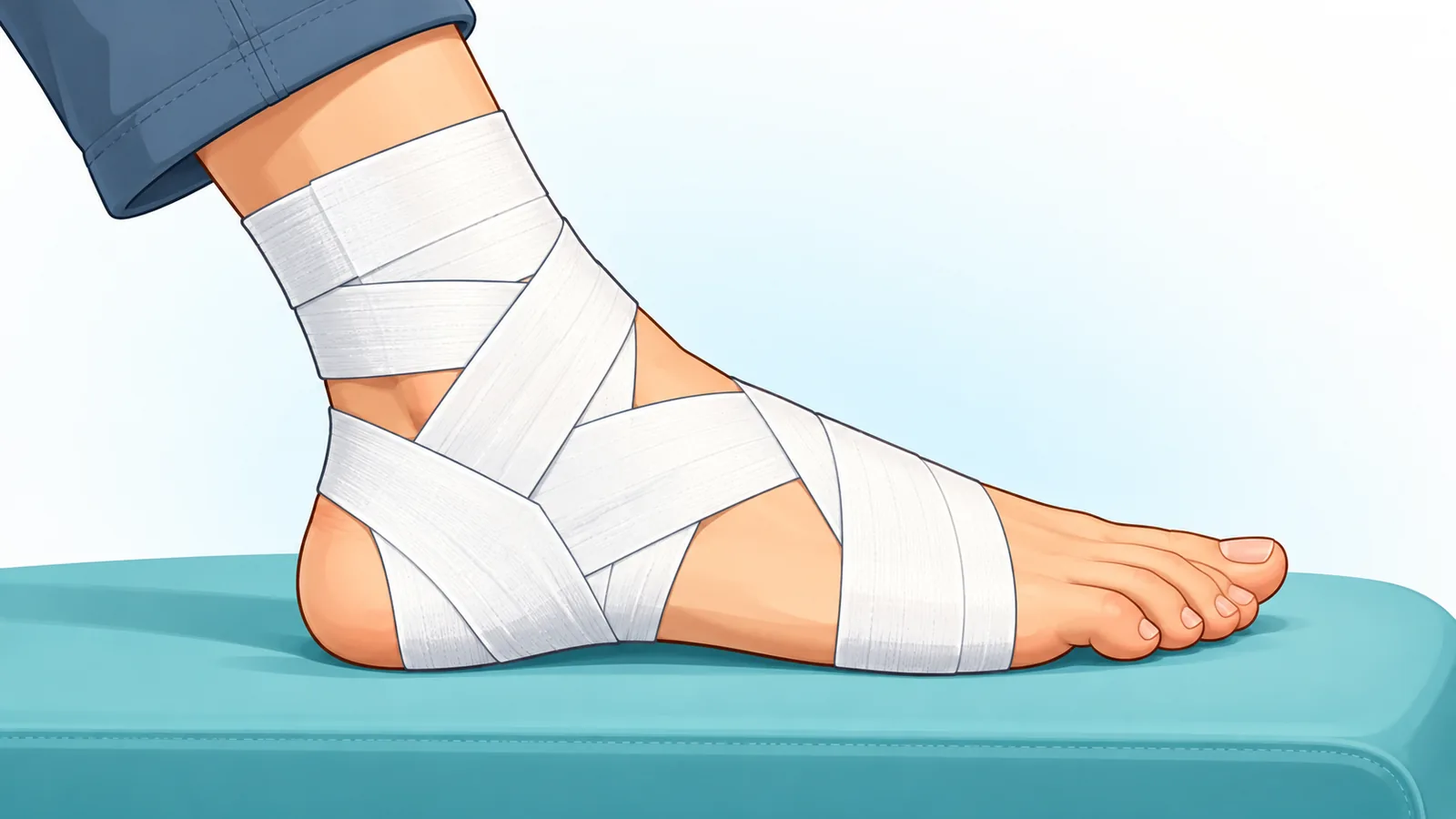Natapos na pagte-tape na may heel lock