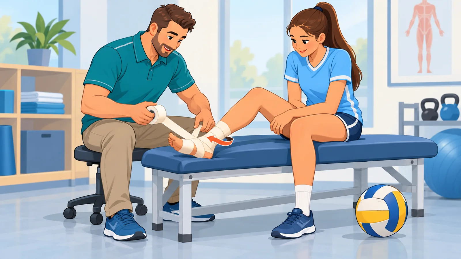 Sports trainer na nagtuturo ng pagte-tape sa batang atleta