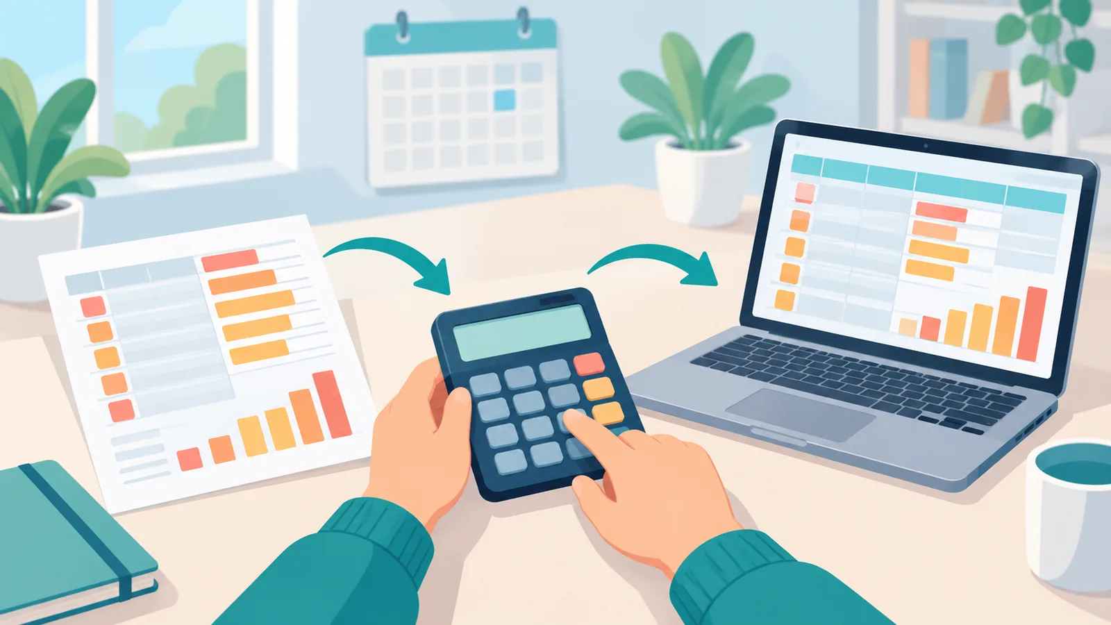 Pagkwenta ng gastos at halagang itataas gamit ang calculator at spreadsheet