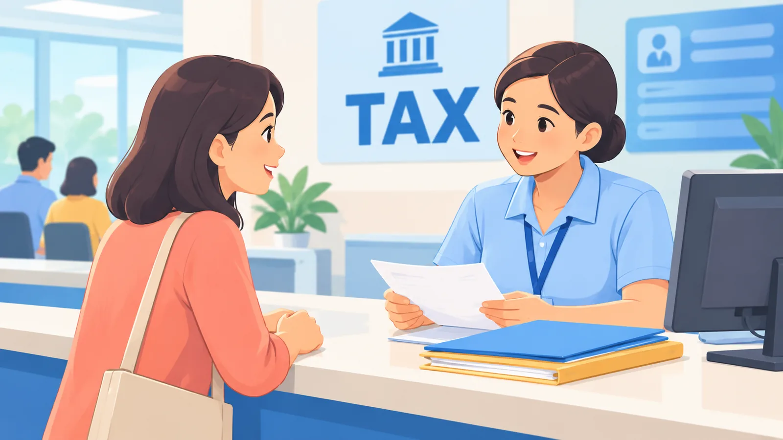 Mamamayang kumakausap sa kawani ng opisina ng BIR