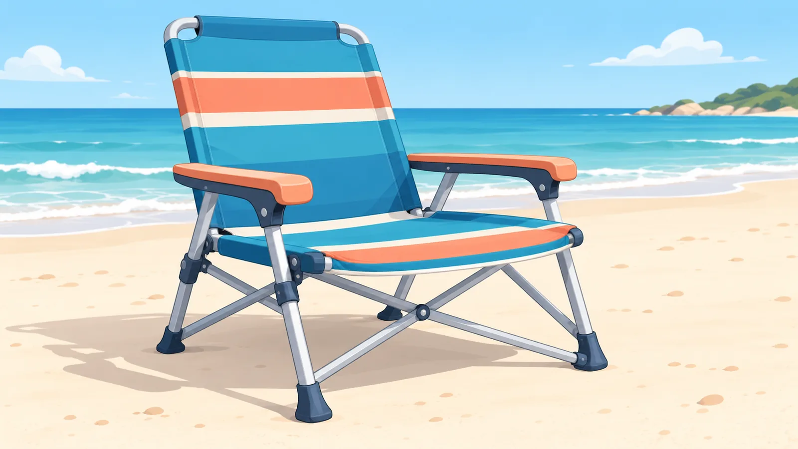 Malapad at matibay na beach chair na may mas mataas na upuan sa buhangin