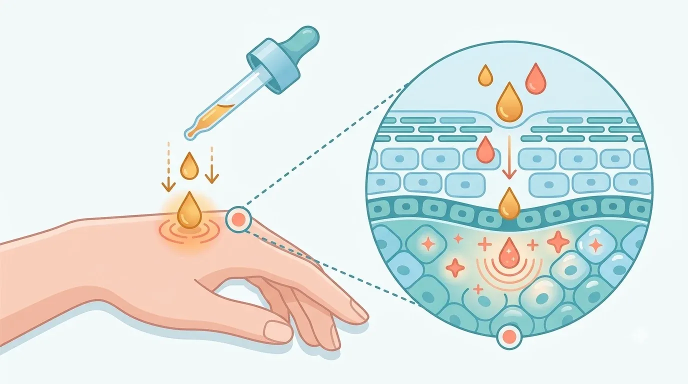 Flacons et tubes de soins posés sur une surface beige neutre
