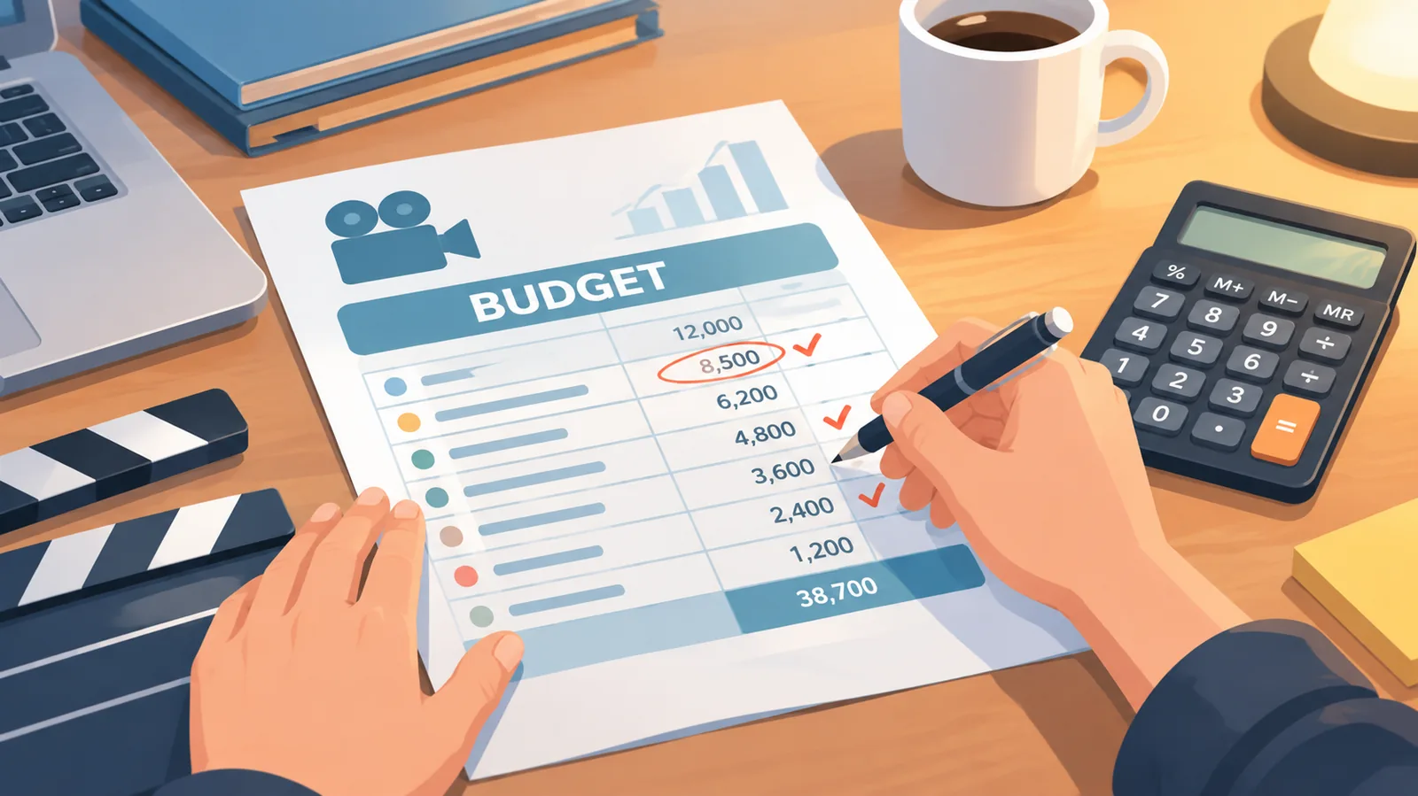 Producteur annotant le budget d'un film