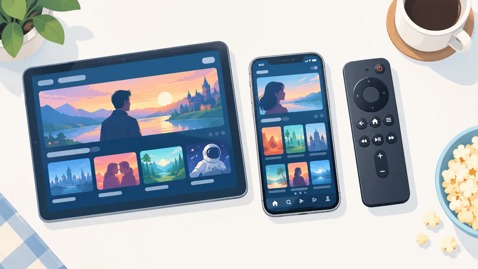 Tablette, smartphone et télécommande pour comparer les plateformes