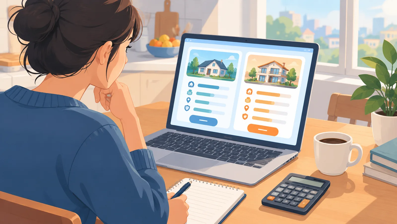 Personne comparant des offres d'abonnement sur un ordinateur