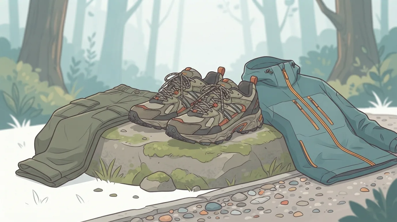 Runners épais de style gorpcore posés sur un rocher dans un décor naturel