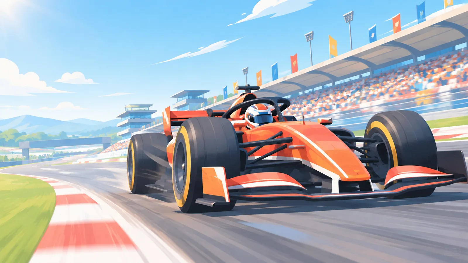 Voiture de course à pleine vitesse sur circuit