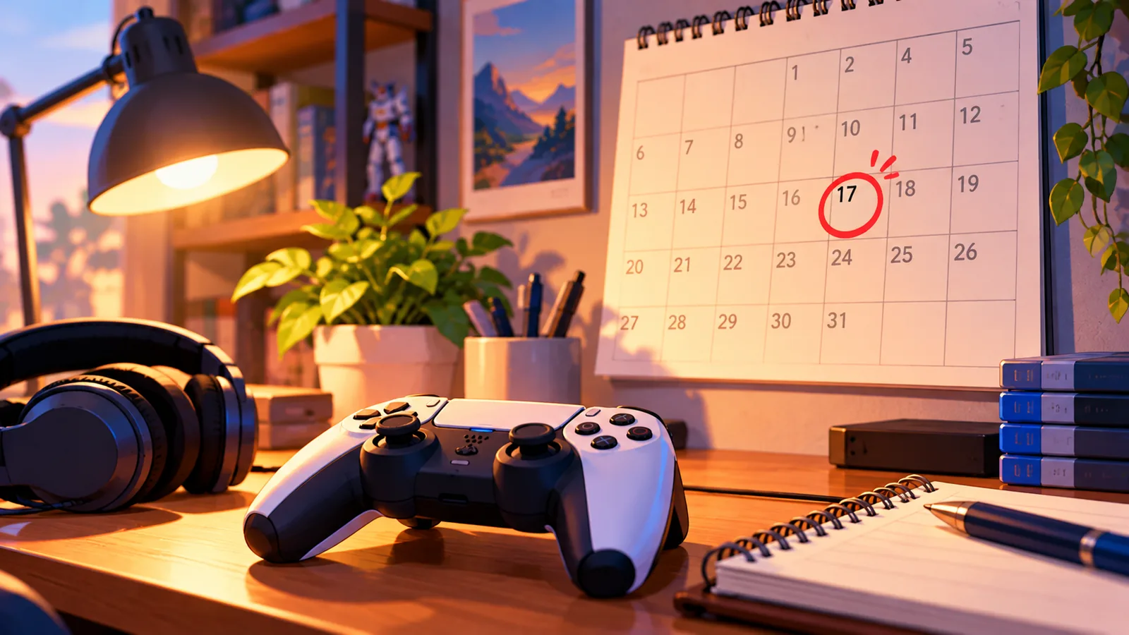 Calendrier avec une date entourée à côté d’une manette