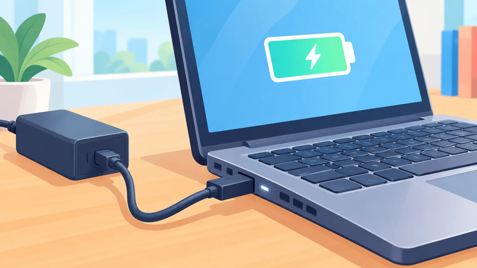 PC portable gamer branché sur son chargeur d’origine