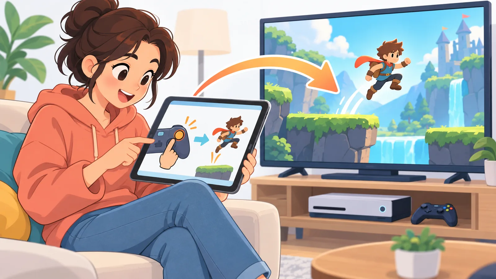 Un joueur consultant une page d’aide sur tablette