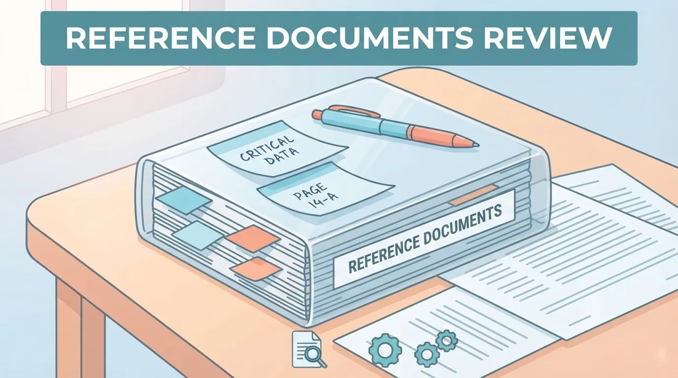 Pile de documents officiels de référence avec des notes adhésives