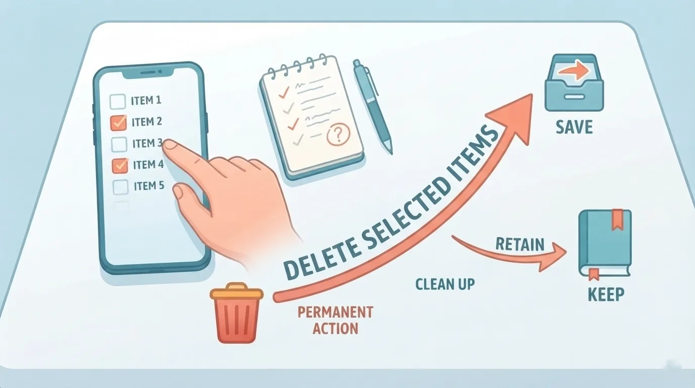 Téléphone et carnet posés sur un bureau pour faire le point sur ce qui est effacé