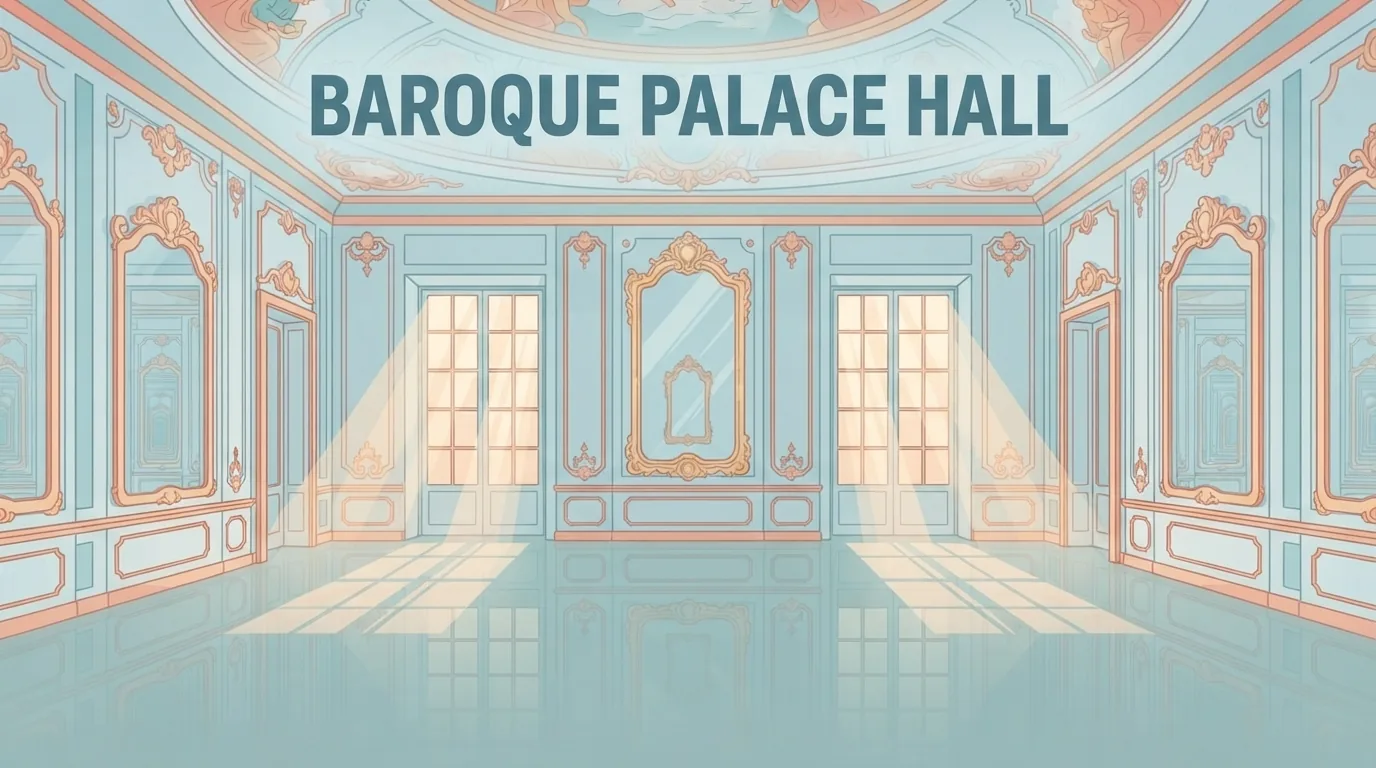 Grande galerie de palais baroque baignée de lumière