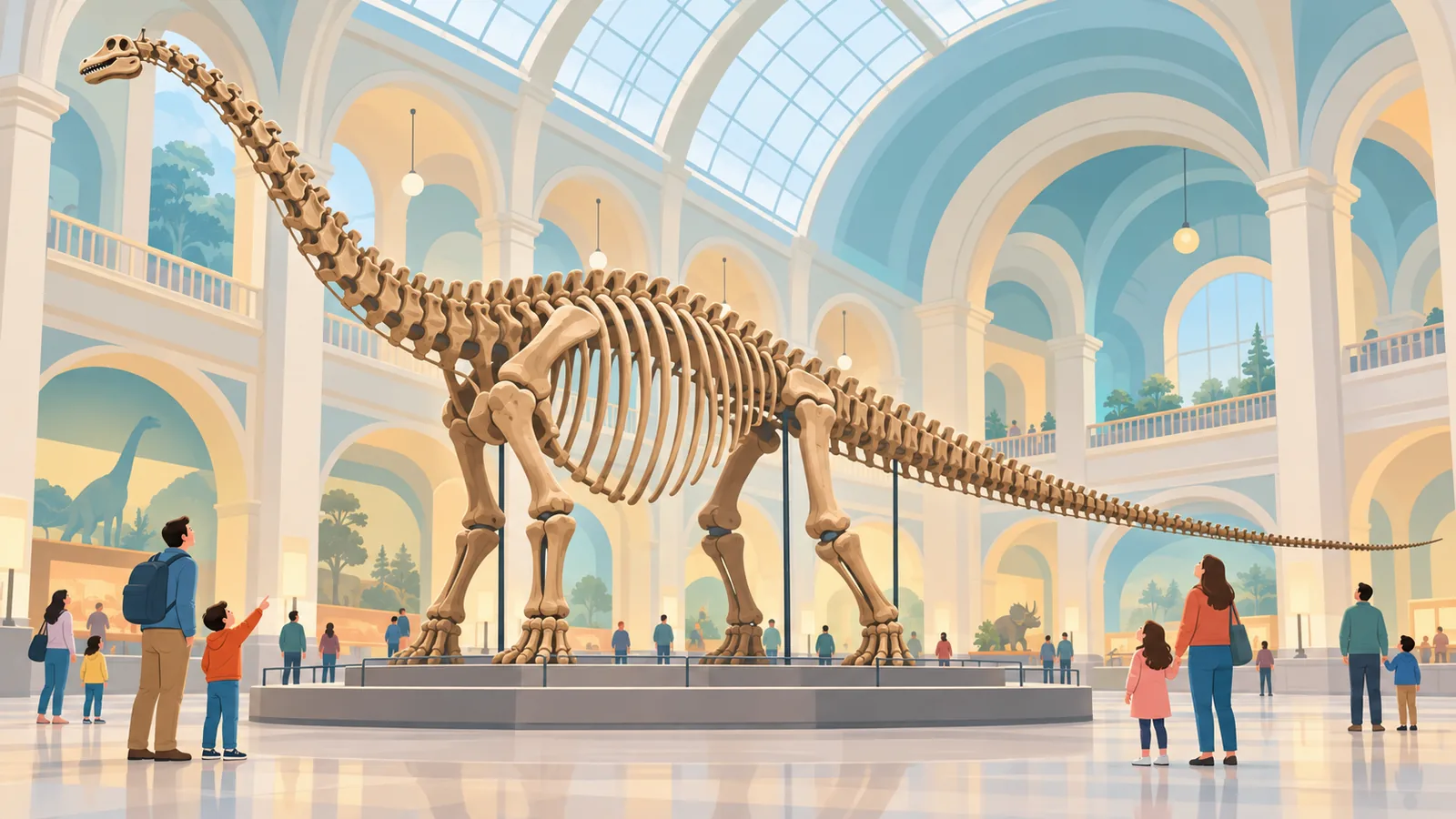 Squelette de dinosaure dans un musée d’histoire naturelle