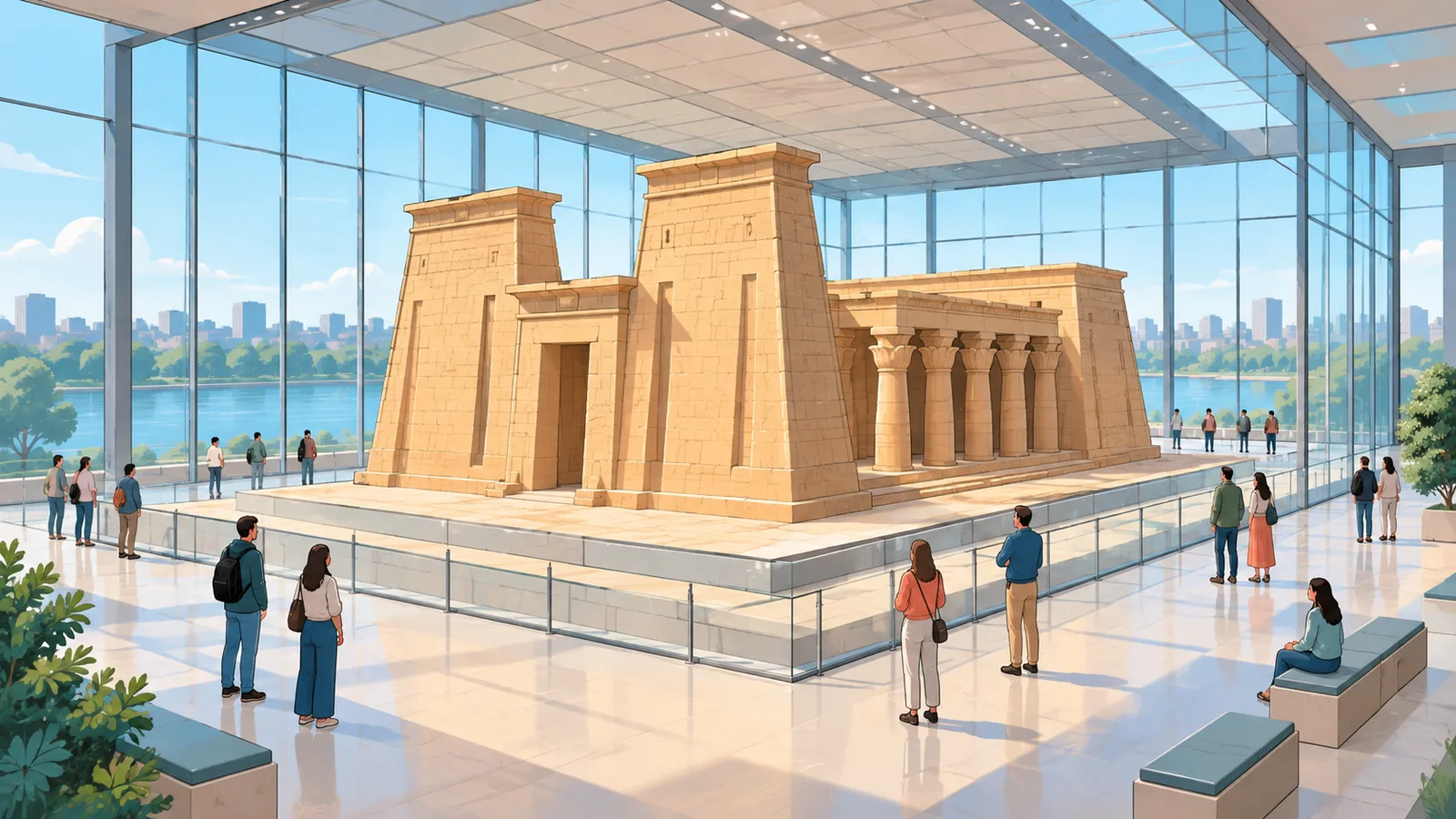 Temple égyptien reconstitué dans un grand musée