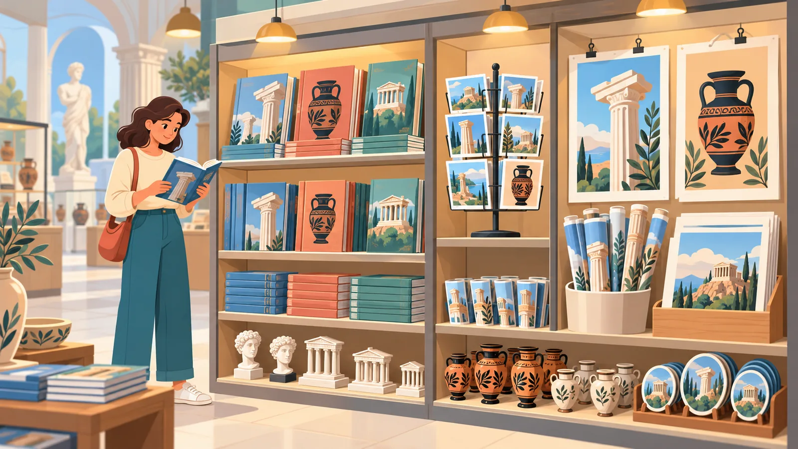Boutique de musée avec livres et souvenirs