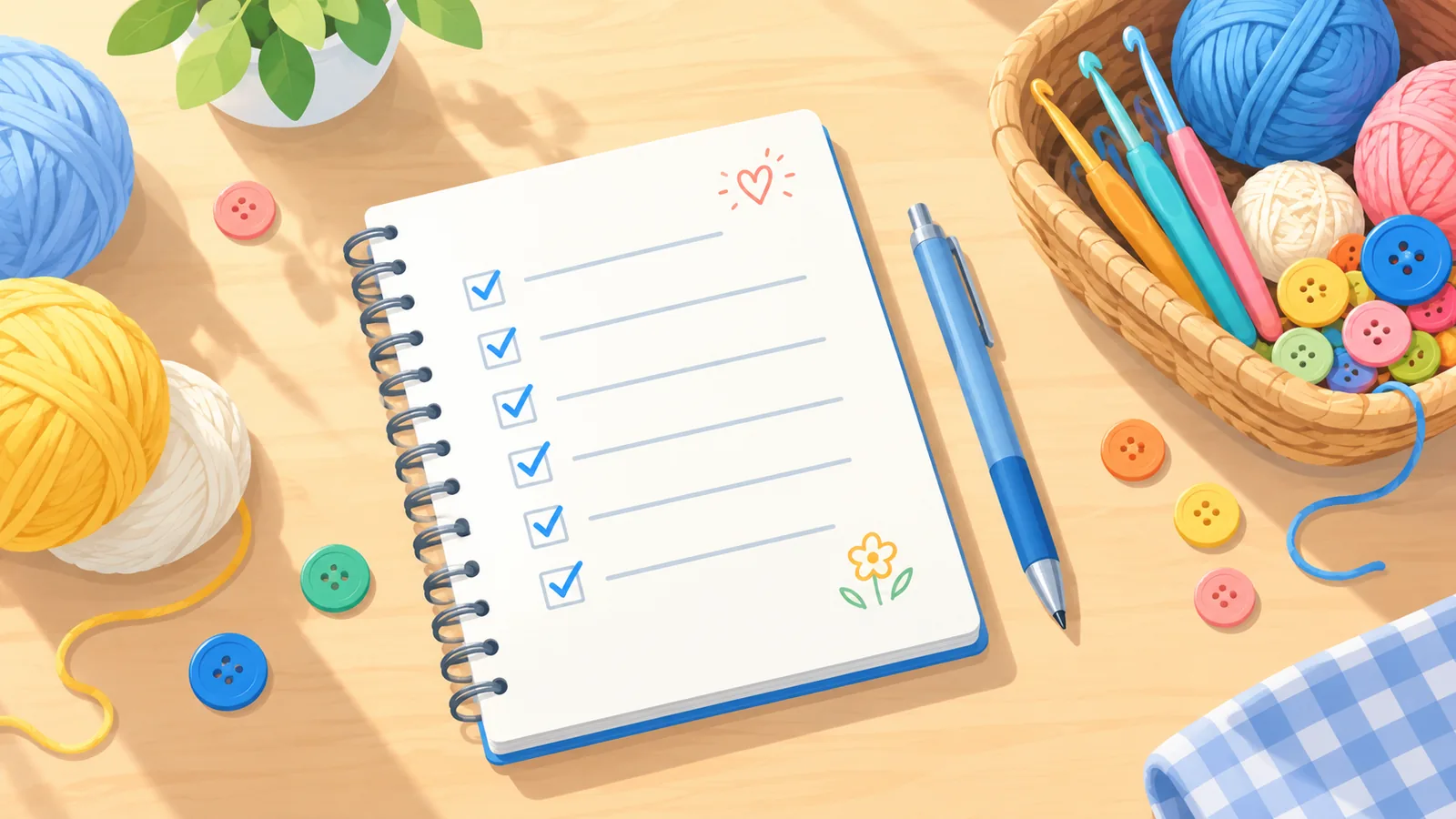 Carnet avec une liste de critères à côté de crochets et de boutons