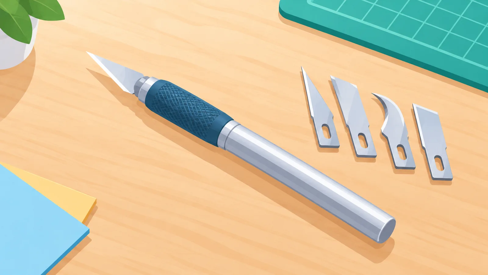 Cutter à grip antidérapant avec quatre lames de formes différentes