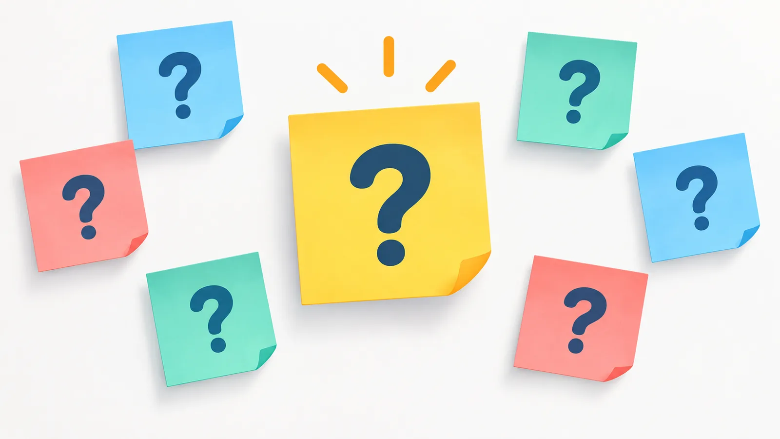 Points d’interrogation sur des notes autocollantes