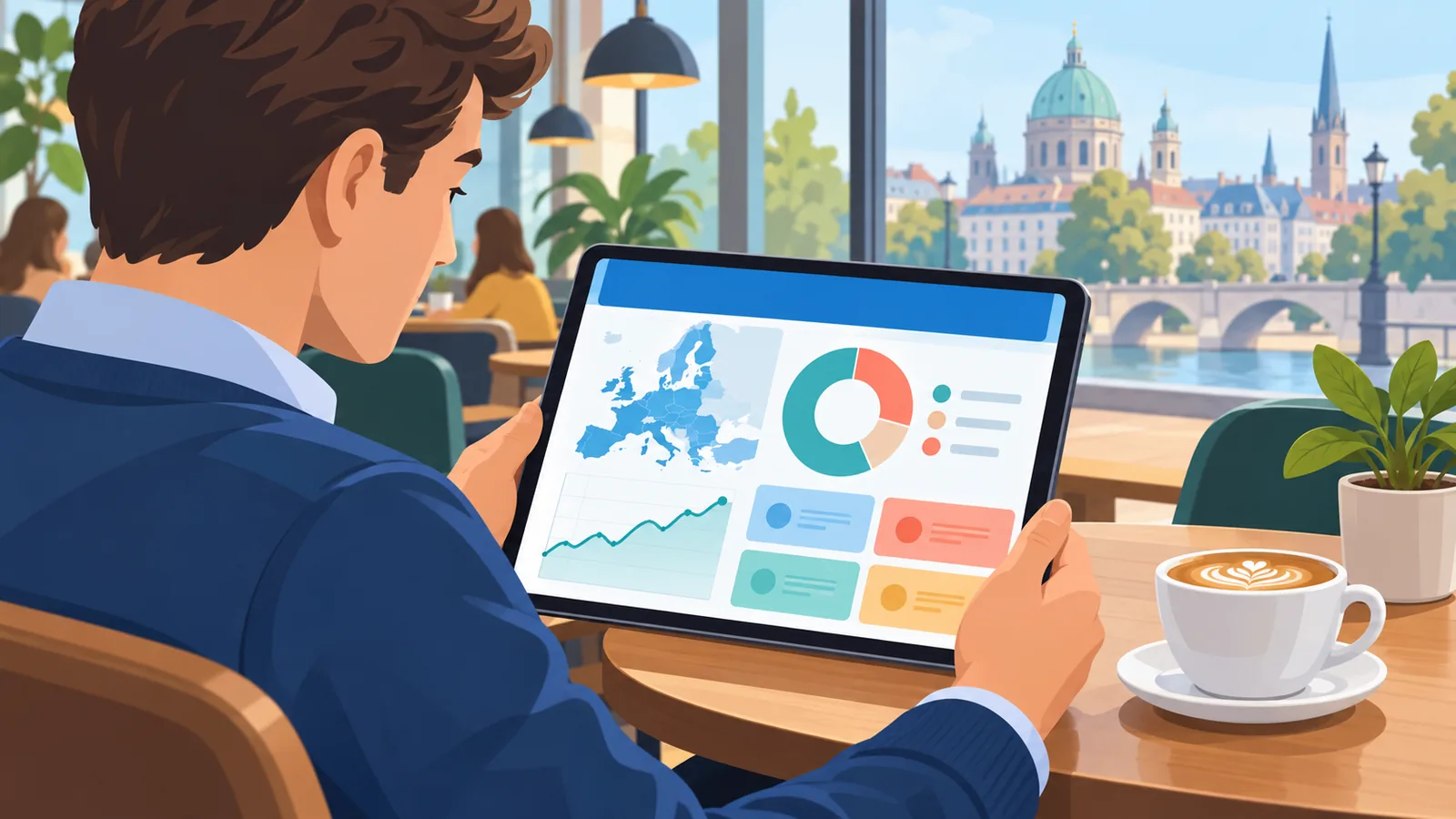 Investisseur européen comparant la fiche d’un ETF UCITS sur une tablette