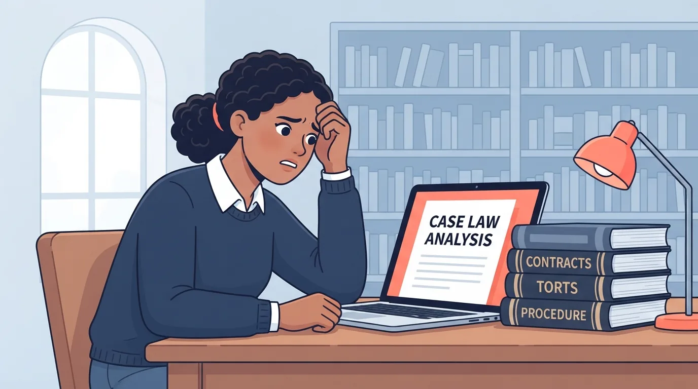 Étudiant en droit à son bureau dans une bibliothèque, avec ordinateur et manuels