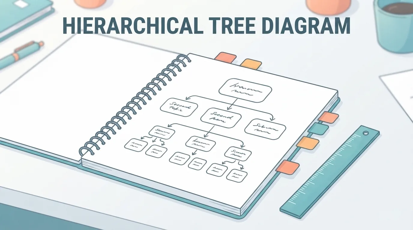 Carnet avec un schéma en arbre organisant règles et exceptions