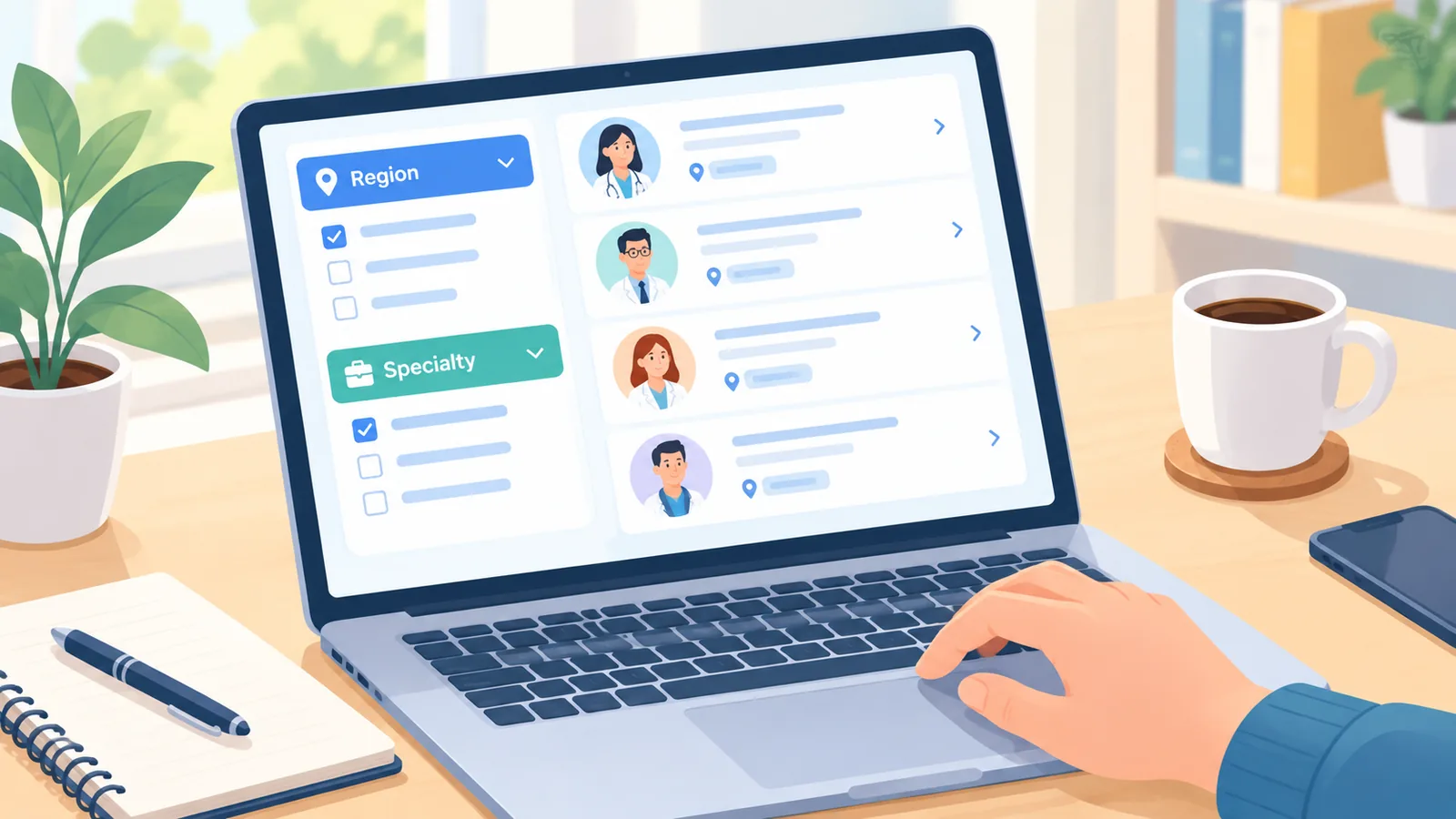 Annuaire en ligne de professionnels du droit filtré par région et spécialité