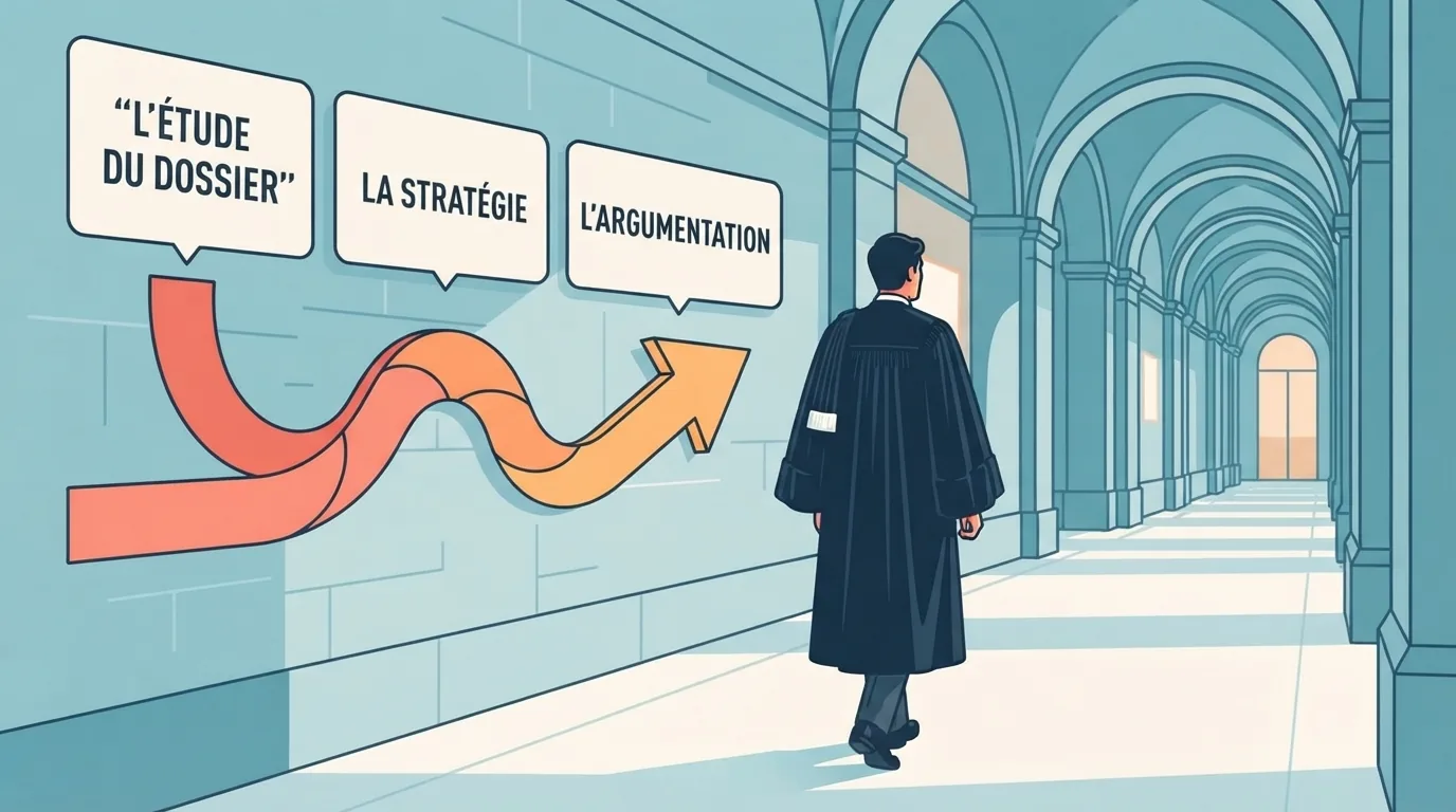 Avocat en robe dans un couloir d'une haute juridiction