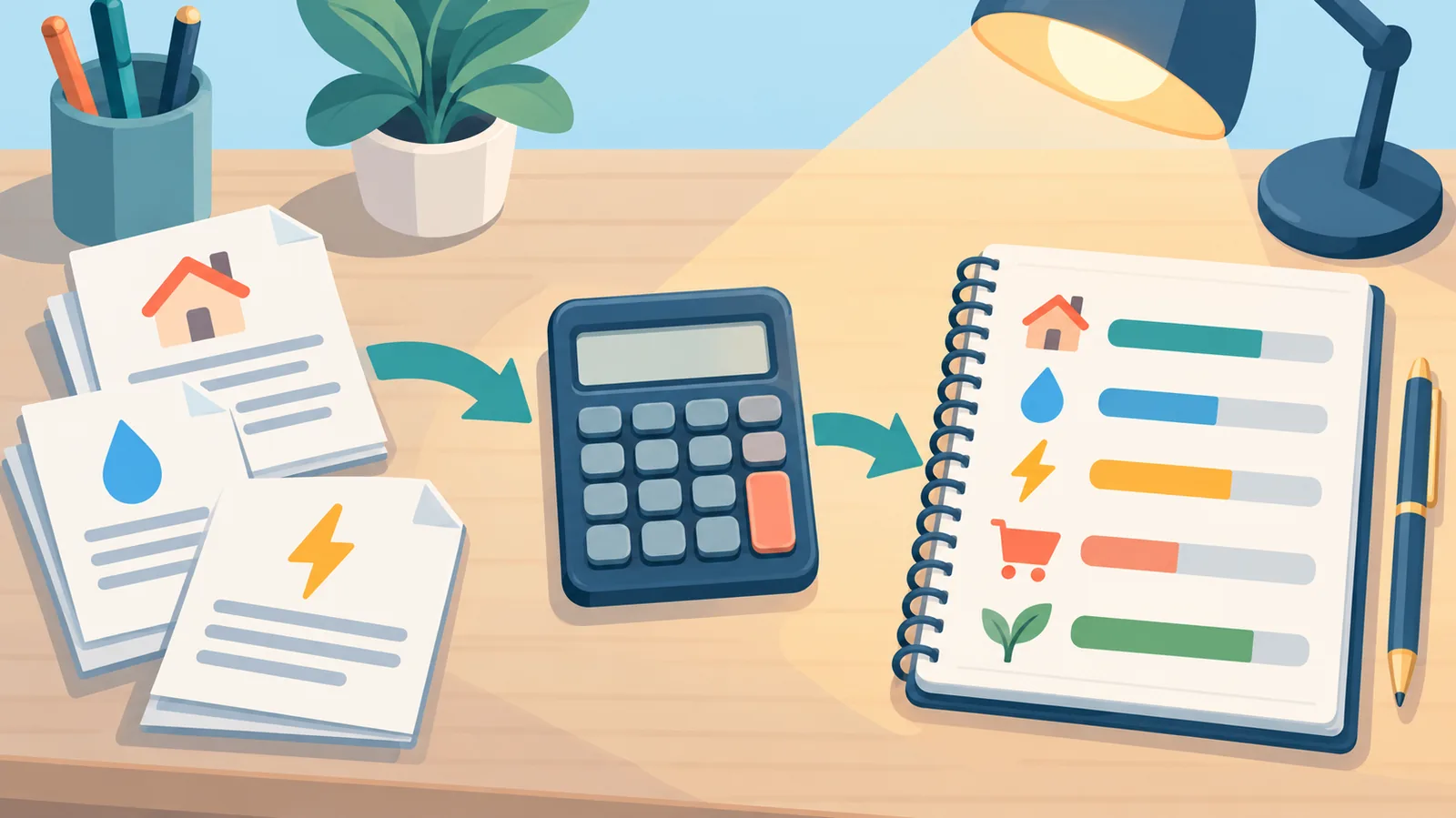 Documents financiers et calculatrice posés sur un bureau
