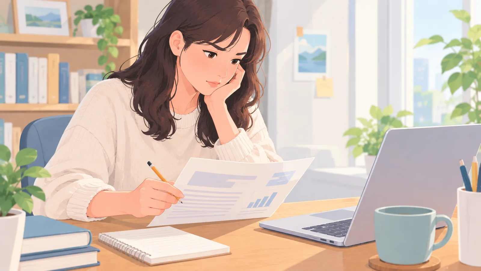 Femme relisant attentivement un texte avant d’envoyer une chanson