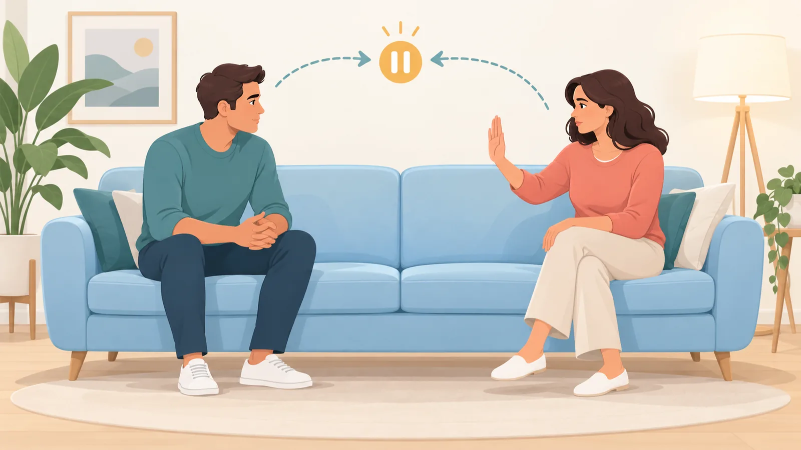 Un couple dialoguant calmement pendant un désaccord