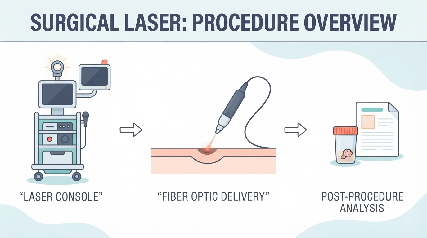 Console laser chirurgicale sur un plateau stérile