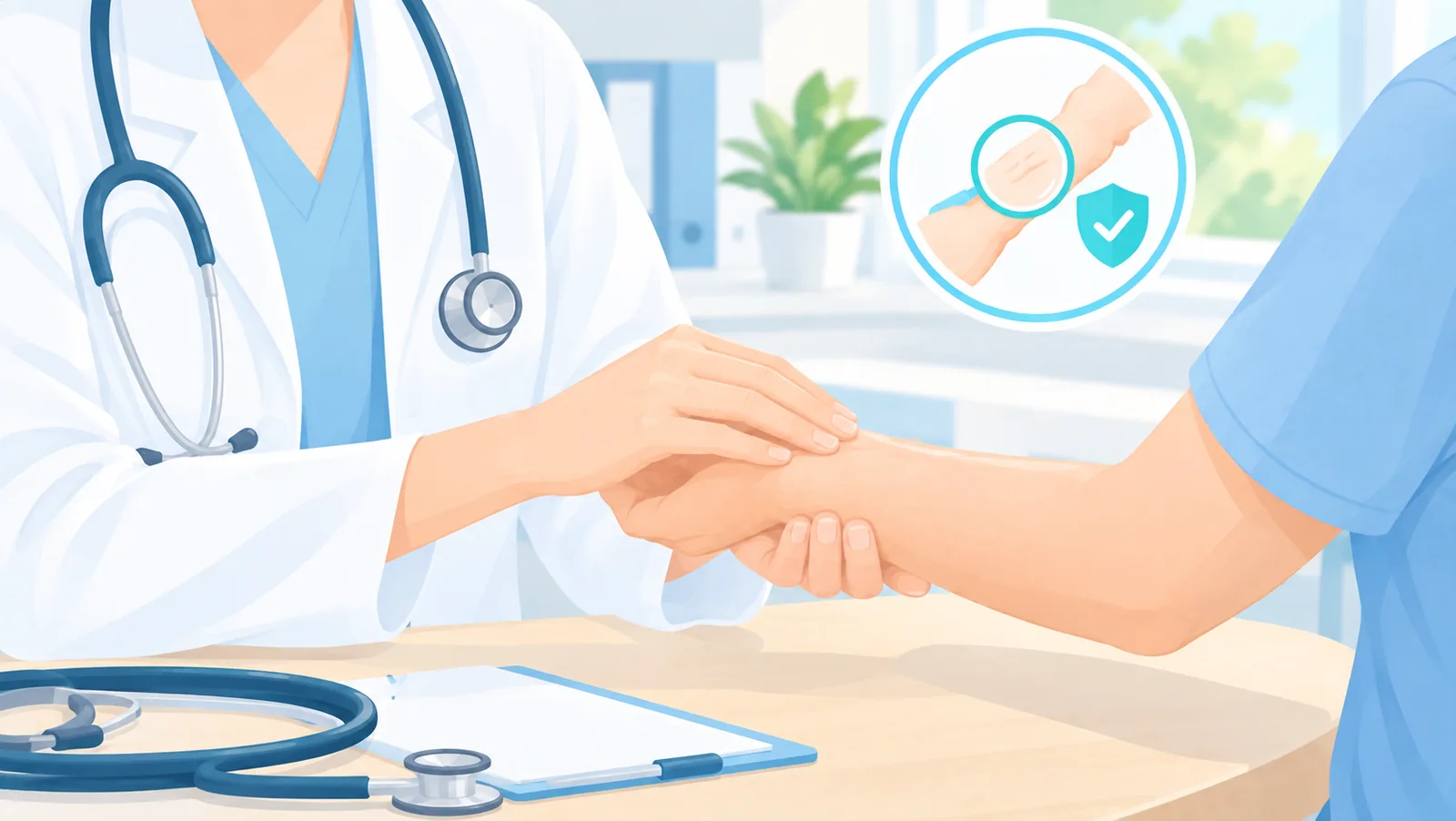 Consultation médicale pour l'examen d'une cicatrice