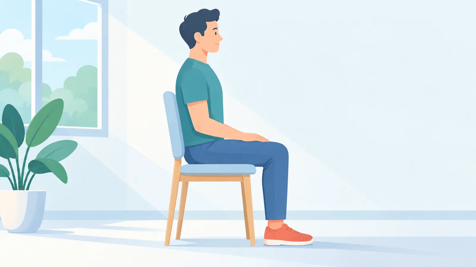 Posture assise sur une chaise, dos droit et épaules relâchées