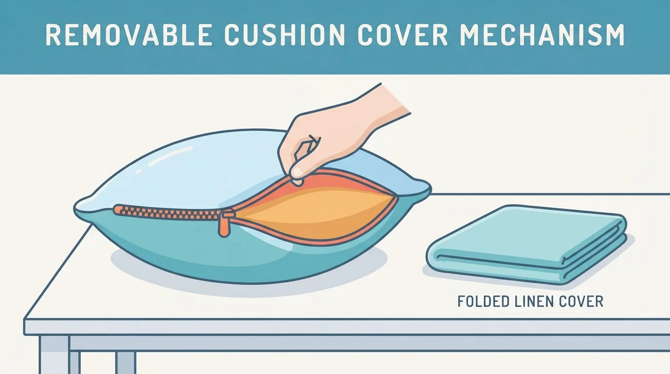 Housse de coussin déhoussable en coton avec fermeture éclair